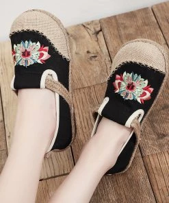 TC Shop Sandals Embroidered Abstract Flower Espadrilles - Cactus Rose
