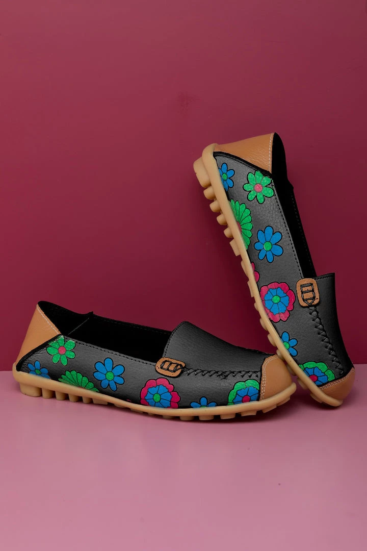 ATC Floral Print-Accent Leather Loafers - MAMA LOVE 3 ATC Floral Print-Accent Leather Loafers - MAMA LOVE