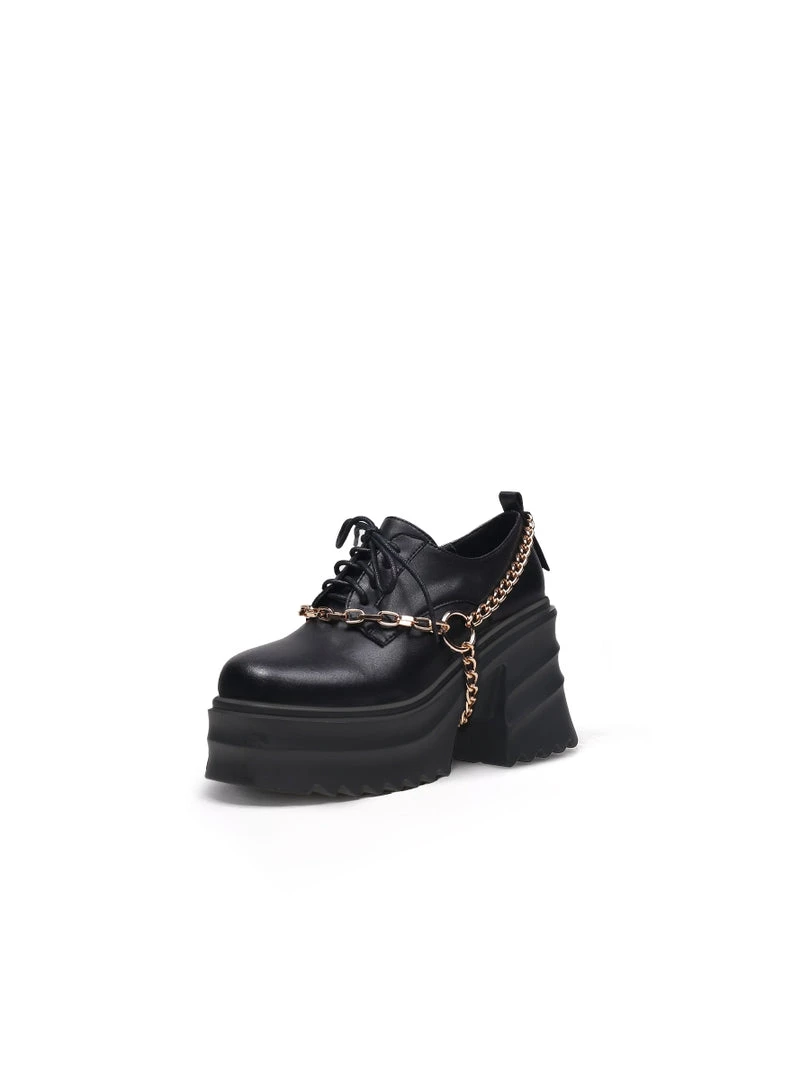 Jady Rose JadyRose | Black Leather Chain Over Chunky Heel Oxford New In Shoes 1 Jady Rose JadyRose | Black Leather Chain Over Chunky Heel Oxford New In Shoes
