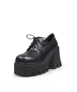 Jady Rose Genuine Leather Freesia Lace-Up Chunky Heel Platform Oxford Shoes- JadyRose