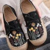 TC Cactus Rose | Garden Embroidered Linen Boat Shoes Espadrilles - Black NEW ARRIVALS