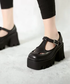 Jady Rose JadyRose | T-Strap Signature Chunky Heel Mary Jane - Black NEW ARRIVALS