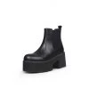 Jady Rose New In Shoes JadyRose | Chunky Heel Shine Black Chelsea Genuine Leather Boots
