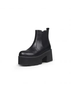 Jady Rose New In Shoes JadyRose | Chunky Heel Shine Black Chelsea Genuine Leather Boots