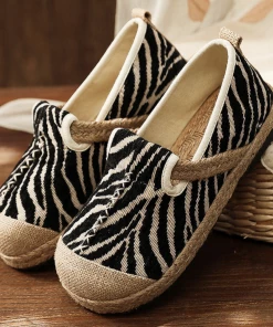 TC S/S 2022 Zebra Embossed Round Toe Espadrilles Loafers - Cactus Rose