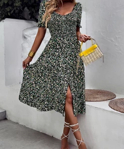 DY FRONTI MIDI DRESS - BLACK PRINT