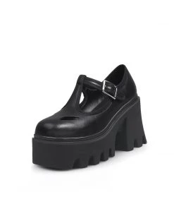 Jady Rose JadyRose | T-Strap Signature Chunky Heel Mary Jane - Black NEW ARRIVALS