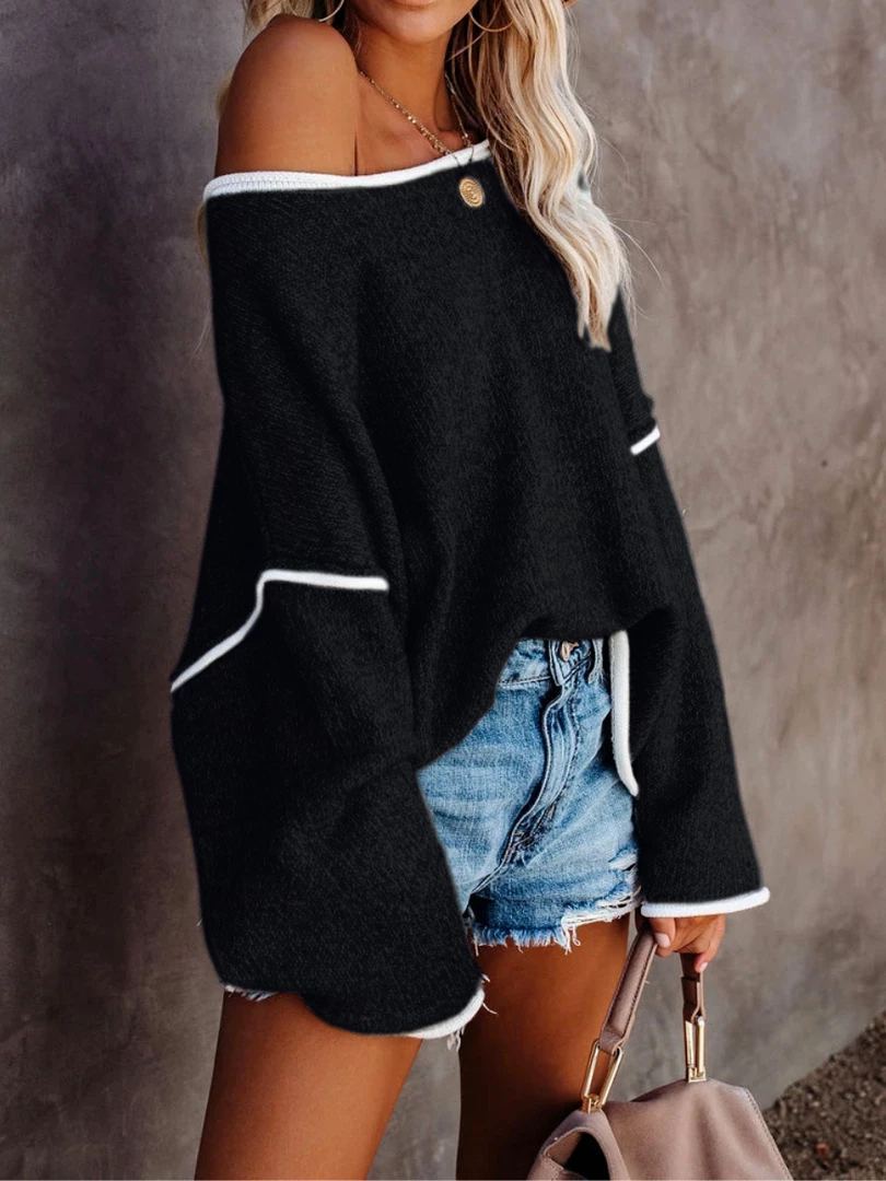 MY Smaibulun | STEPHANIE Black Widen Neckline Knit Pullover 1 MY Smaibulun | STEPHANIE Black Widen Neckline Knit Pullover