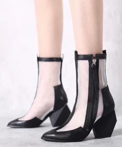 Jady Rose New In Shoes JadyRose | Geometry Block Heel Summer Boots - Black