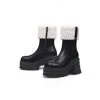 Jady Rose JadyRose | Chunky Heel Faux Fur Lined Black Chelsea Boot