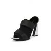 Jady Rose JadyRose | Faux Fur Back Heel Peep-Toe Sandal - Black
