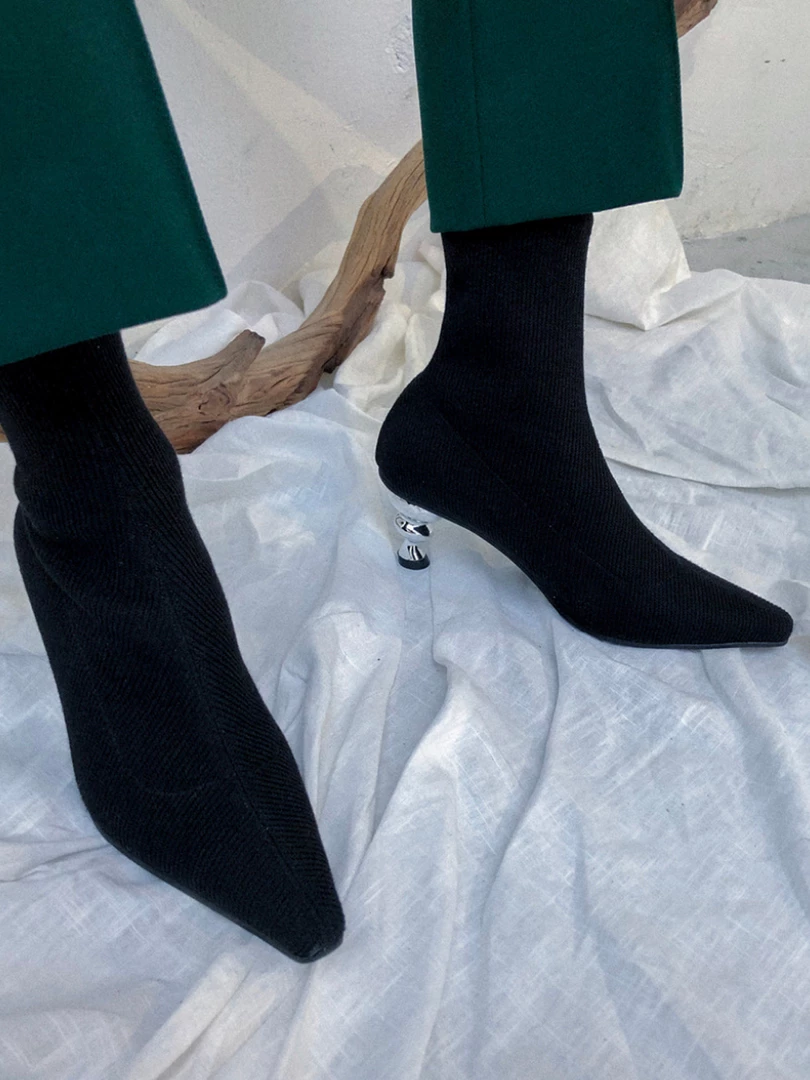 Jady Rose JadyRose | Aladdin Lamp Heel Stretch Upper Sock Boot - Black NEW ARRIVALS 1 Jady Rose JadyRose | Aladdin Lamp Heel Stretch Upper Sock Boot - Black NEW ARRIVALS