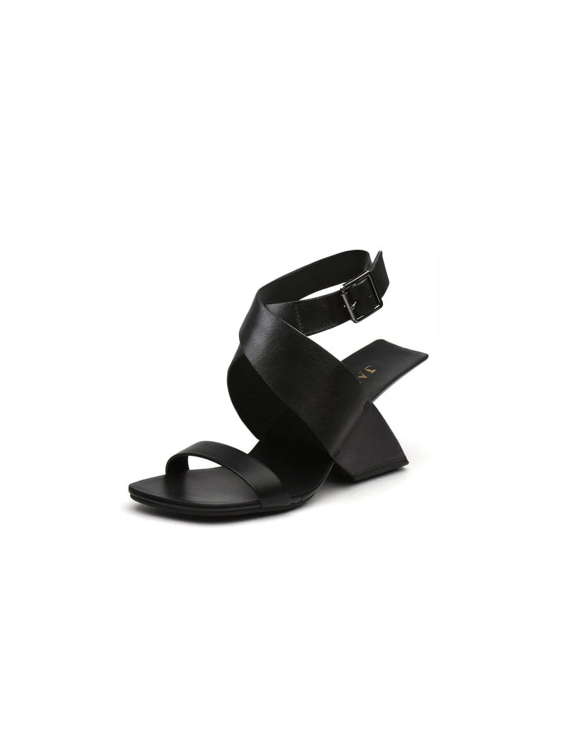 Jady Rose JadyRose | Twist Strap Open-Heel Leather Slide Sandal - Black NEW ARRIVALS 1 Jady Rose JadyRose | Twist Strap Open-Heel Leather Slide Sandal - Black NEW ARRIVALS