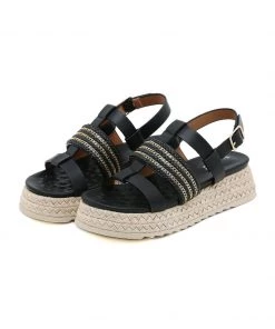 SIKETU | ESPADRILLES INSPIRED BLACK PLATFORM SANDAL NEW ARRIVALS