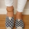 HT NEW ARRIVALS En Bloom | Black Check Pattern Canvas Upper Espadrilles Flat Boat Shoes