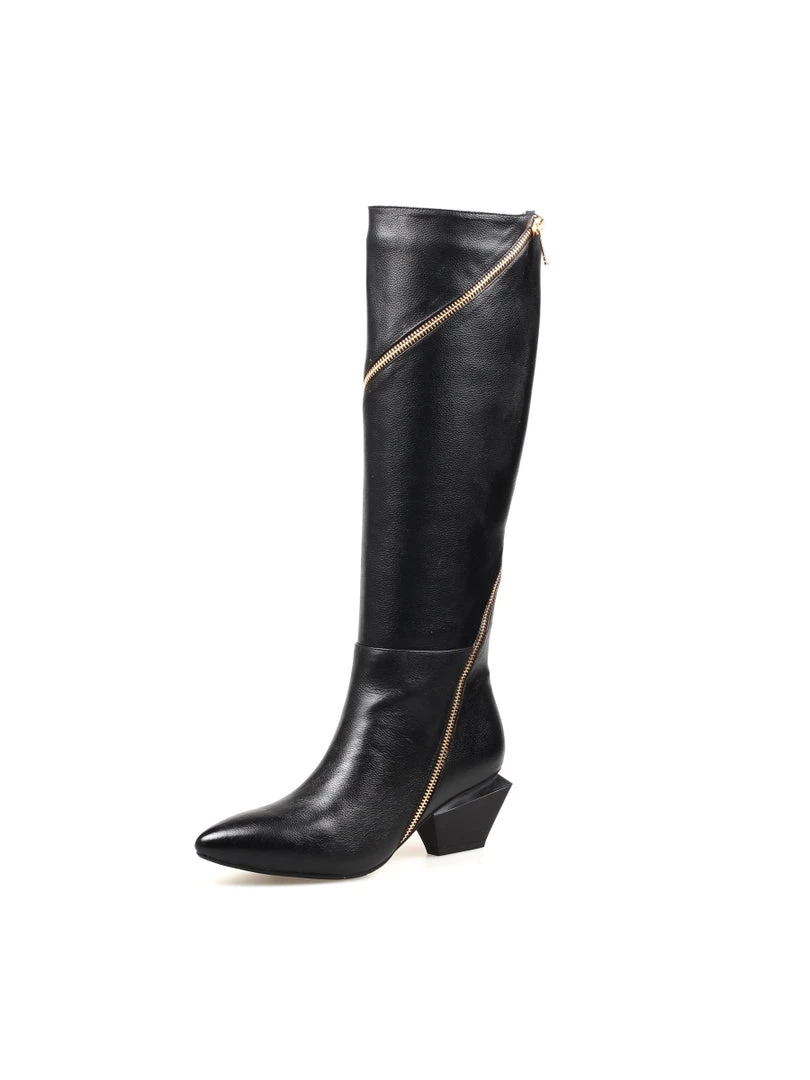 Jady Rose New In Shoes JadyRose | Black Round Side-Zip Knee-Hight Boot 2 Jady Rose New In Shoes JadyRose | Black Round Side-Zip Knee-Hight Boot