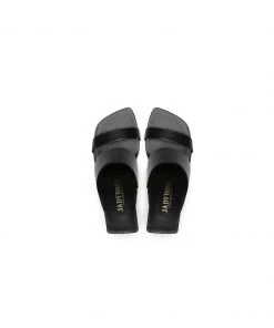 Jady Rose JadyRose | Signature Open-Heel Leather Slide Sandal - Black NEW ARRIVALS