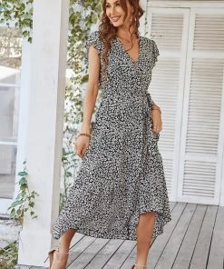 DY MARNIE MIDI DRESS - BLACK PRINT NEW ARRIVALS