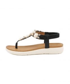 SIKETU | BLACK V-STRAP PEARL SANDAL
