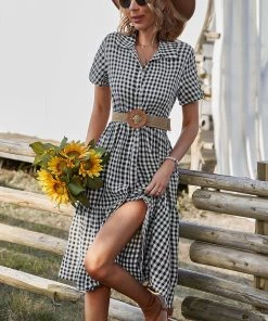 DY DARLEEN TARTAN SHIRT DRESS – BLACK NEW ARRIVALS