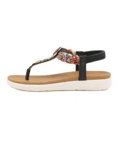 SIKETU | BLACK BOHO INSPIRED V-STRAP THONG New In Shoes