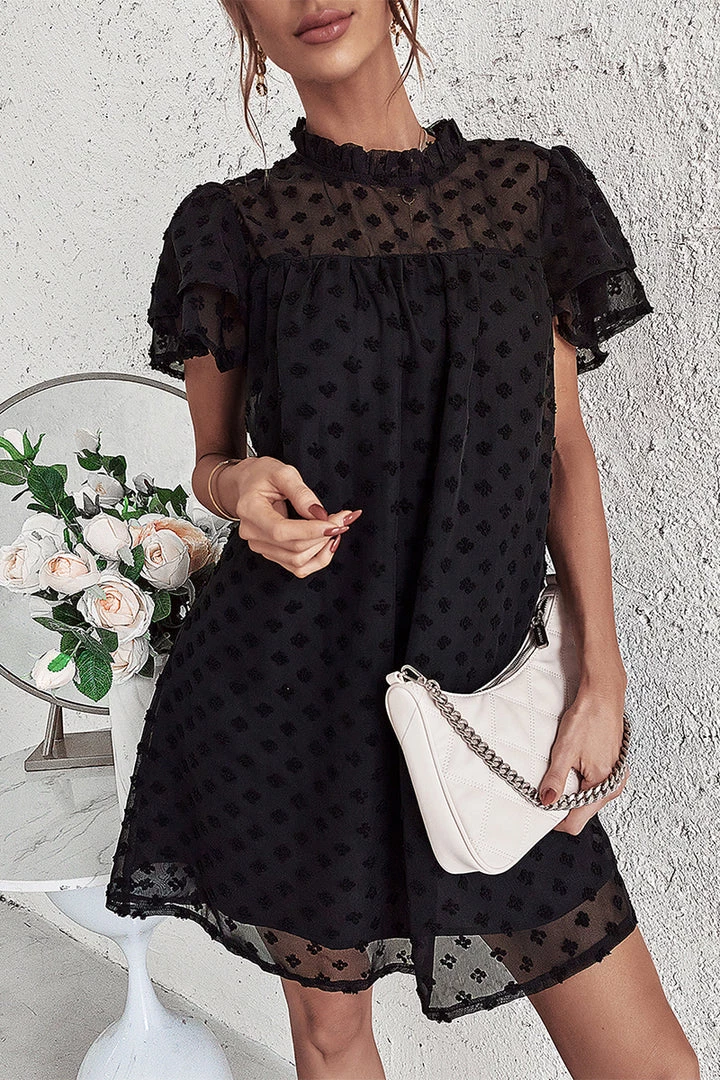 DY LOIDA Swiss Dot Tunic Dress - Black New In Clothing 2 DY LOIDA Swiss Dot Tunic Dress - Black New In Clothing