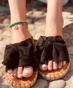 HT New In Shoes En Bloom | Lola Black Bow Sandals