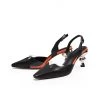 Jady Rose JadyRose | Spiral Kitten Heel Leather Slingback Black NEW ARRIVALS