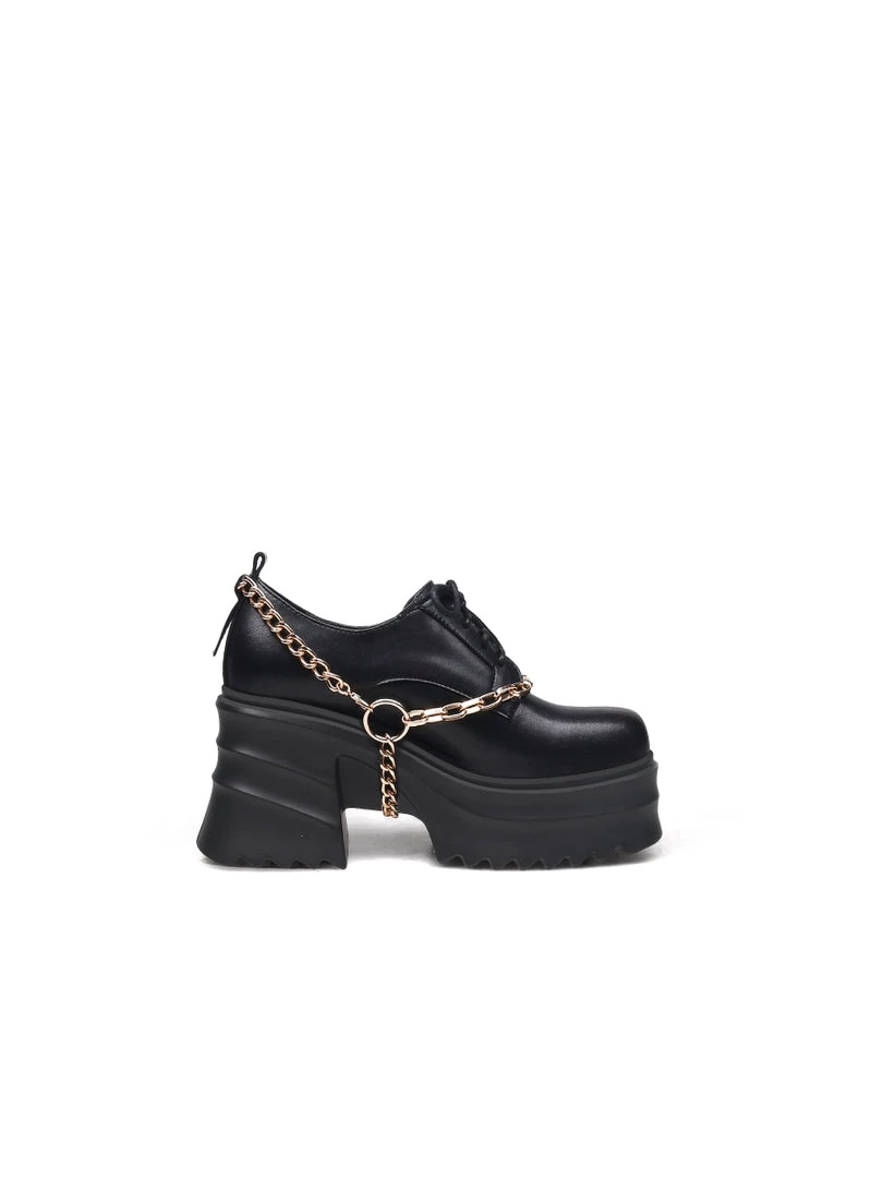 Jady Rose JadyRose | Black Leather Chain Over Chunky Heel Oxford New In Shoes 2 Jady Rose JadyRose | Black Leather Chain Over Chunky Heel Oxford New In Shoes