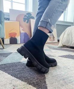 YL En Bloom | Black Ugly Sole Sock Boots