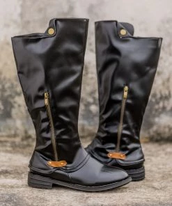 AL New In Shoes En Bloom | Side-Pocket Slouchy Long Boot - Black