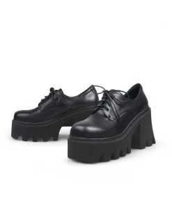 Jady Rose Genuine Leather Freesia Lace-Up Chunky Heel Platform Oxford Shoes- JadyRose