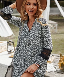 DY NEW ARRIVALS JHIA Daisy Print Mini Dress - Black