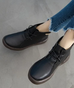 XR Rumour Has It | Modern Lace-Up Leather Ankle Boots - Black New In Shoes