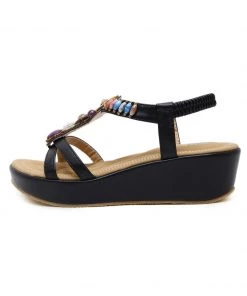 SIKETU | BLACK STONE-EMBELLISHED WEDGE