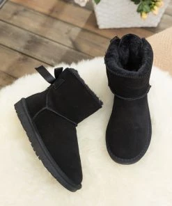 XH New In Shoes SMAIBULUN UGG™ | Ribbon Bow-Back Faux Fur-Lined Suede Boots