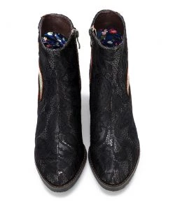 Fire Shape Cut Out Lace Covered Heel Boots Ankle Boots - Soffia Shoes