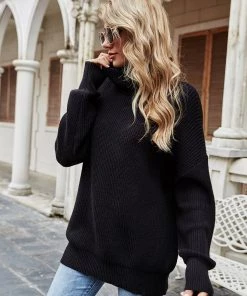 MY New In Clothing Smaibulun | ILLY Turtleneck Basic Knit Sweater - Black