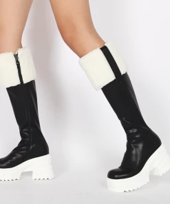 Jady Rose New In Shoes JadyRose | Wool Lined Genuine Leather Chunky Heel Long Boot