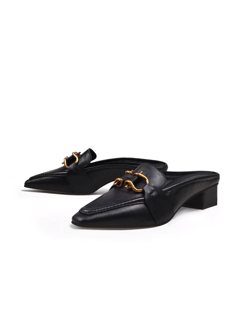 Jady Rose JadyRose | Genuine Leather Golden Lock Chain Mules Sandals - Black NEW ARRIVALS 1 Jady Rose JadyRose | Genuine Leather Golden Lock Chain Mules Sandals - Black NEW ARRIVALS