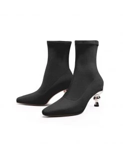 Jady Rose JadyRose | Aladdin Lamp Heel Stretch Upper Sock Boot - Black NEW ARRIVALS