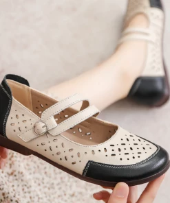 XR Rumour Has It | Perforated Double Cross Strap Leather Mary Jane Flats- Black New In Shoes