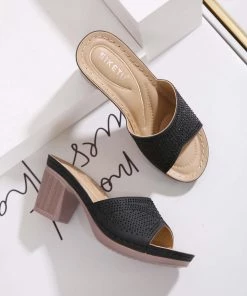 Rhinestone-Accent Block Heel Sandals - SIKETU S/S 2022