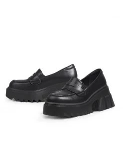 Jady Rose New In Shoes Genuine Leather Classic Block-Heel Loafers Flatform Shoes - JadyRose
