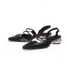 Jady Rose New In Shoes JadyRose | Double Strap-Detail Low Heel Point ToeLeather D'Orsay Pumps Sandal - Black