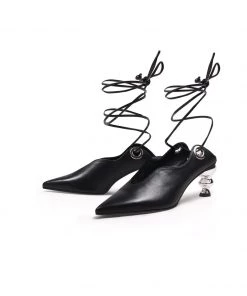 Jady Rose JadyRose | Kettle-Heel Scalloped Edges Pump - Black