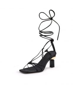 Jady Rose S/S 2022 JadyRose | BECKAS Knots Strap Leather Black Sandal