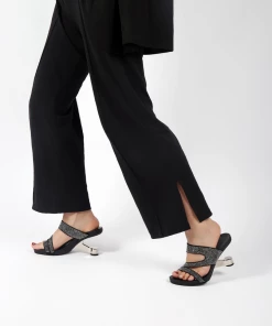 Jady Rose JADYROSE | RHINESTONE CUT OUT BLACK LEATHER HEEL NEW ARRIVALS