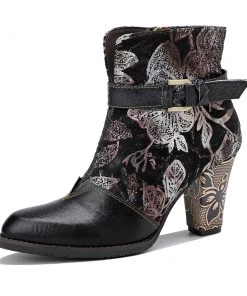 New In Shoes SOFFIA | Genuine Leather Chunky Golden Heel With Embroidered Silver Floral Heel Ankle Boots 13 New In Shoes SOFFIA | Genuine Leather Chunky Golden Heel With Embroidered Silver Floral Heel Ankle Boots