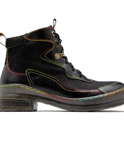 Neon Stitch-Contrast Leather Boot - Soffia